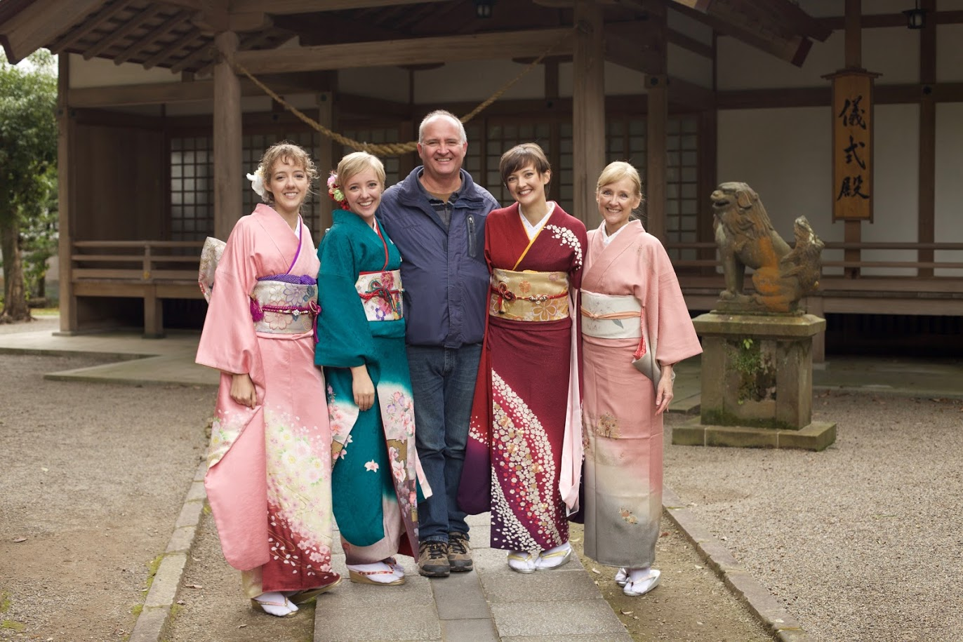 Everyone (except Dad) in kimonons